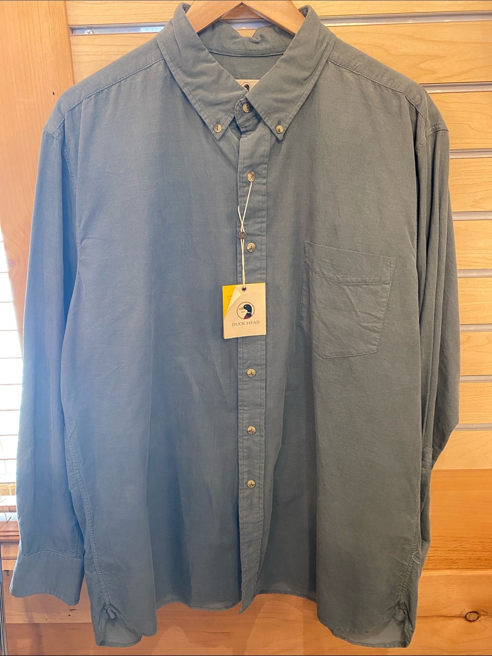 Duck Head Men's Button-Down Shirt in Slate Blue-Green
